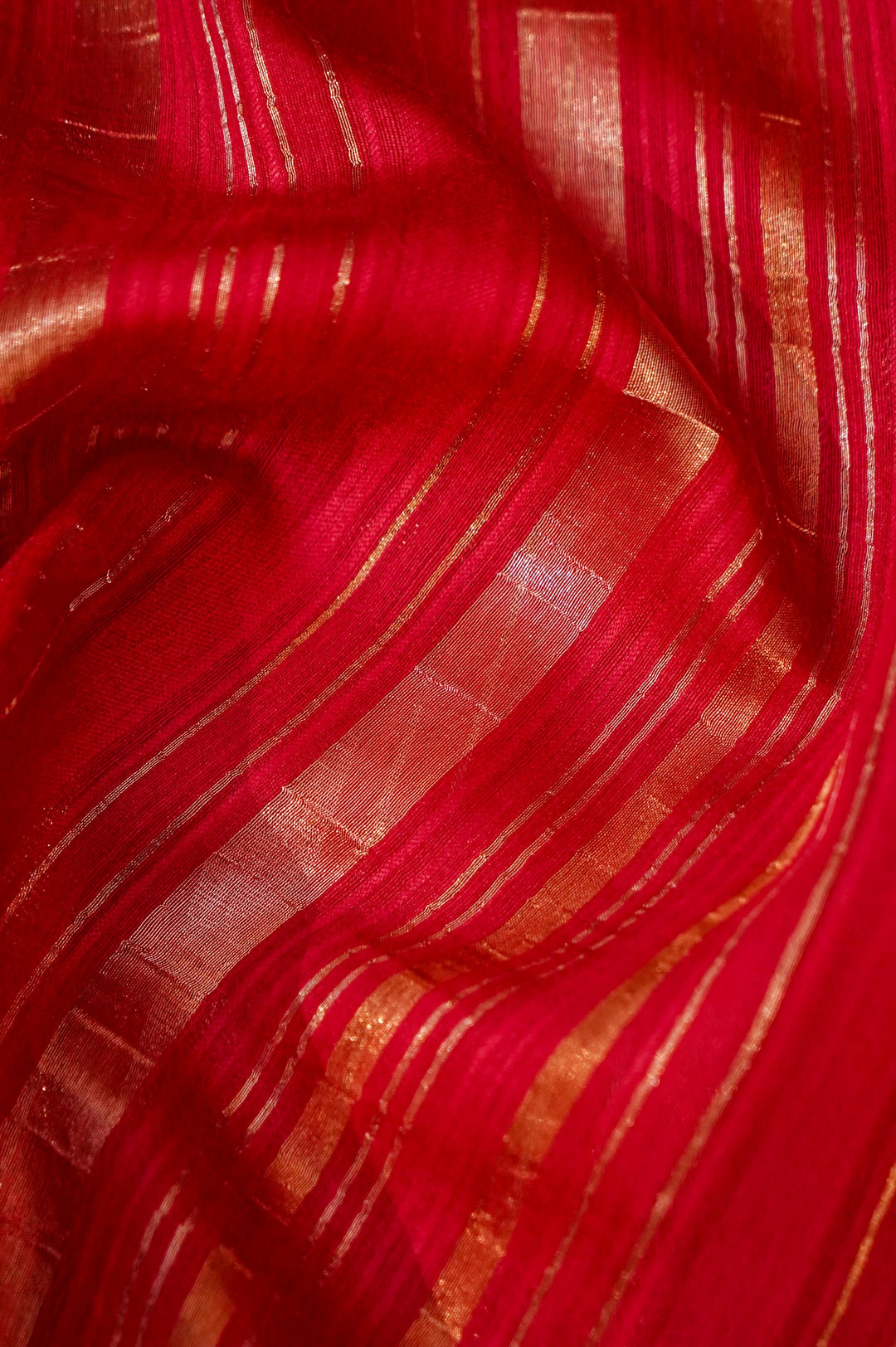 Pink Pure Banarasi Katan Silk Saree with Stripes & Shibori Weaving