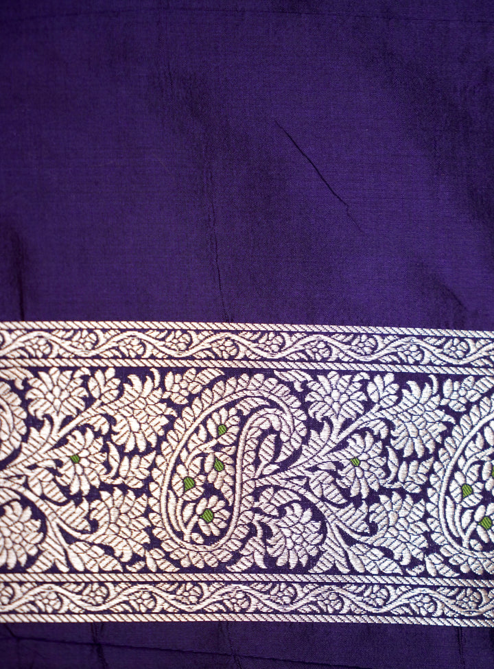 Royal Handwoven Purple Banarasi Pure Katan Silk Meenakari Saree