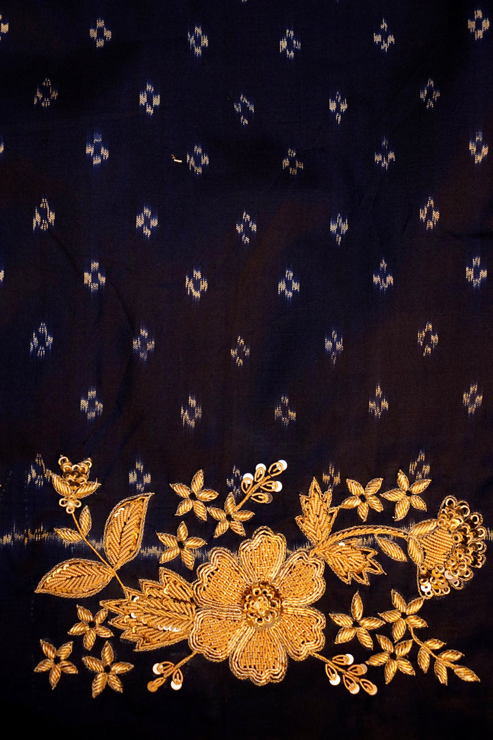 Neelkantha – Designer Navy Blue Pure Patola Silk Zardozi Work Saree