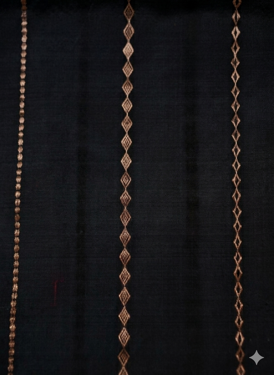 Handwoven Black Banarasi Pure Puna Silk Saree with Meenakari Booti