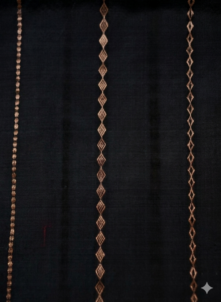 Handwoven Black Banarasi Pure Puna Silk Saree with Meenakari Booti
