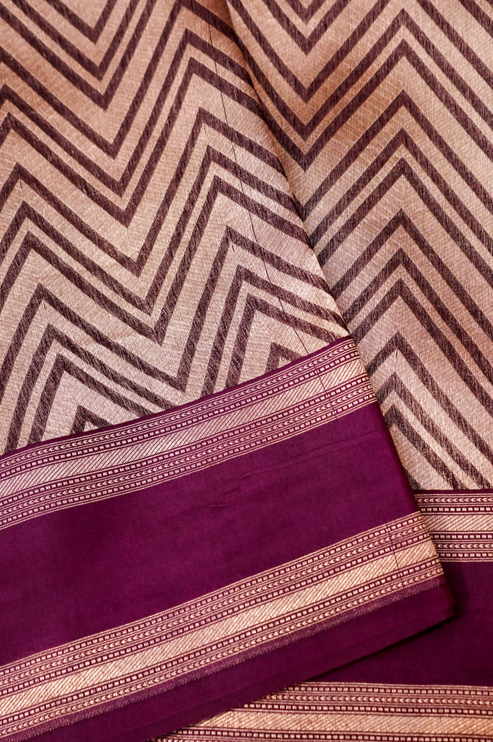 Royal Plum Charm – Purple Pure Handloom Organza Silk Patli Saree with Designer Weaving