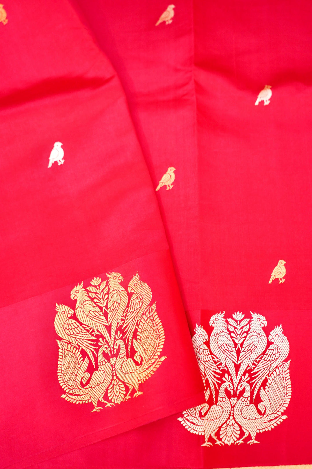 Handwoven Bridal Banarasi Pink Pure Katan Silk Birds Motif Saree