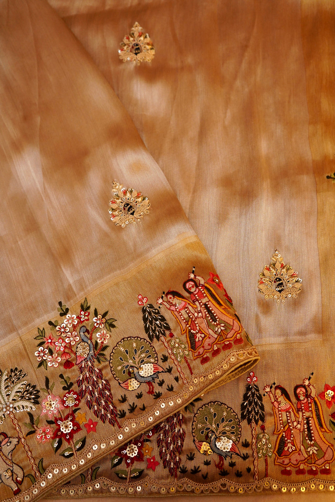 Tanmaya – Designer Copper Gold Tissue Silk Saree