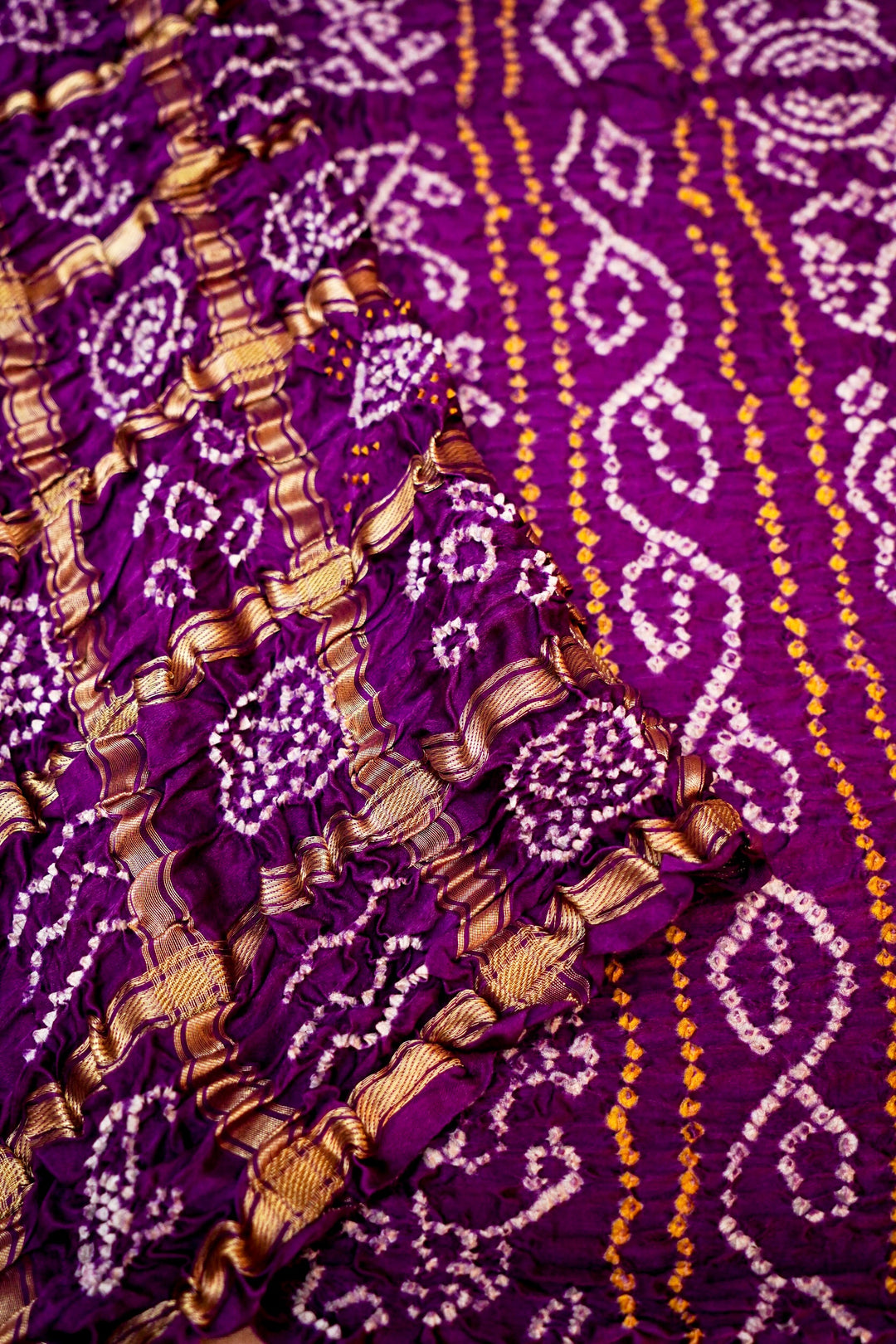 Royal Tradition in Purple Handwoven Georgette Silk Gharchola Saree with Zari Grid Detailing