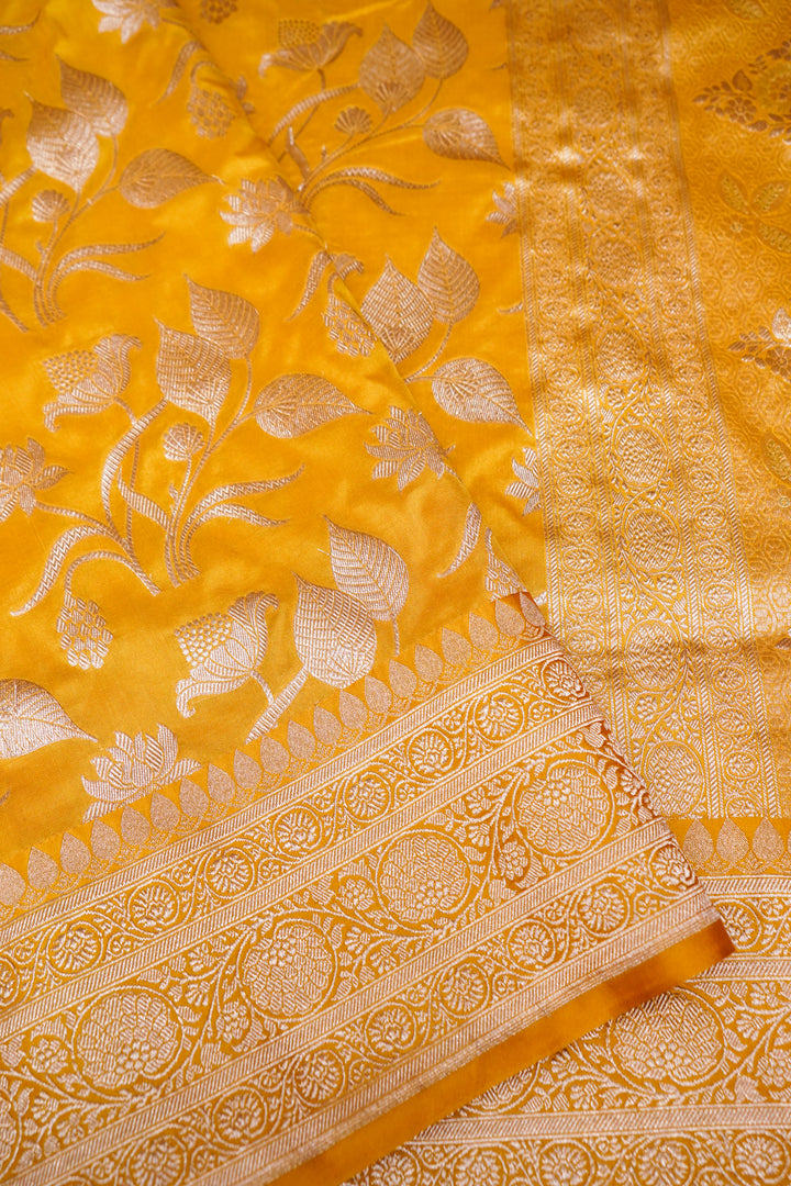 Yellow Haldi Wear Pure Banarasi Handloom Katan Silk Saree with Meenakari Pallu