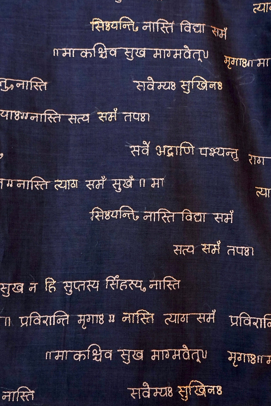 Navy Blue “Shanti Mantra” Pure Chanderi Silk Suit with Scalloped Dupatta