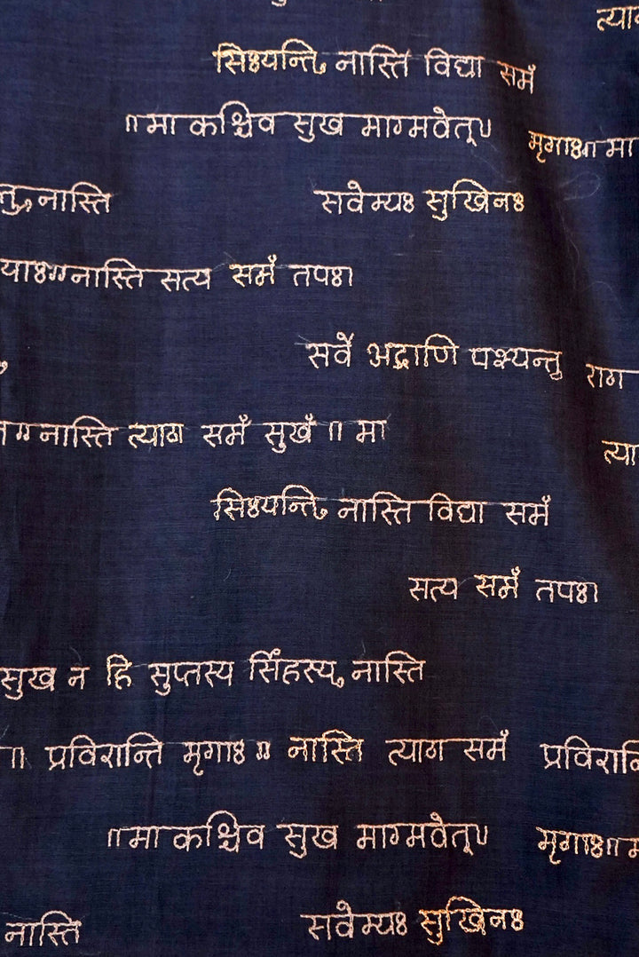 Navy Blue “Shanti Mantra” Pure Chanderi Silk Suit with Scalloped Dupatta