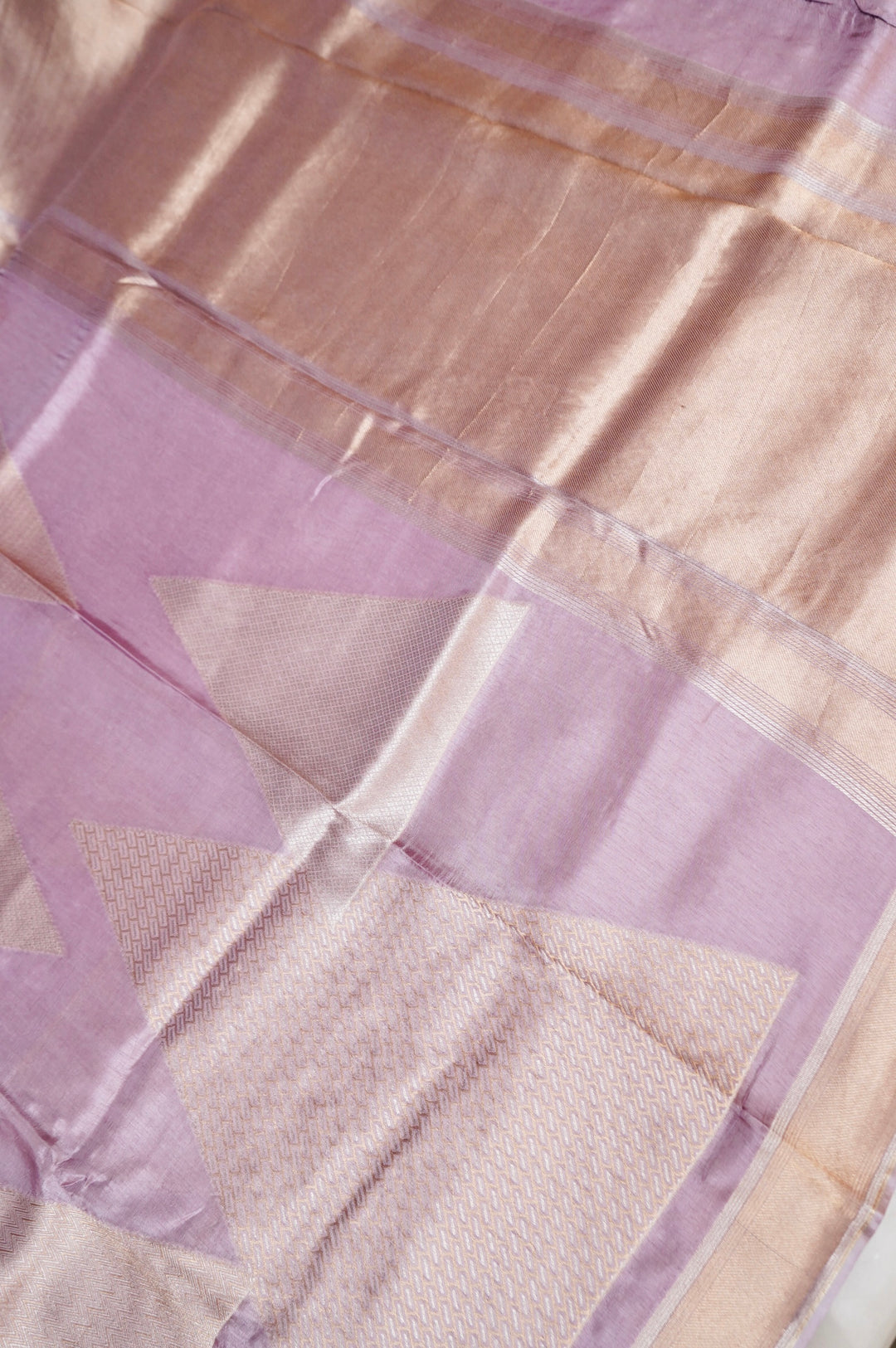 Lavender Contemporary Banarasi Silk Saree with Zari Weave Geometric Design