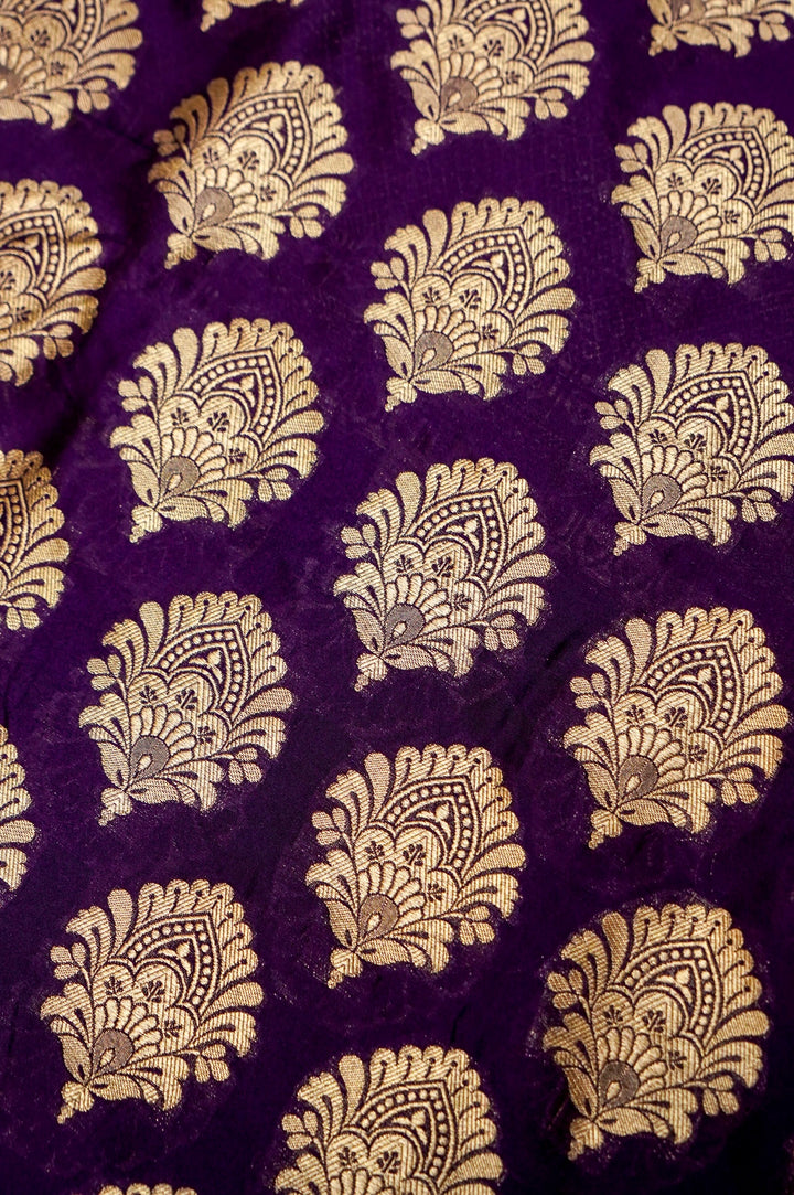 Dark Purple Modal Silk Unstitched Suit Set with Meenakari Zari Thread Weave View 4