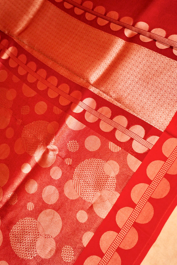 Red Pure Organza Silk Saree with Brocade Organza Body and Silk Border
