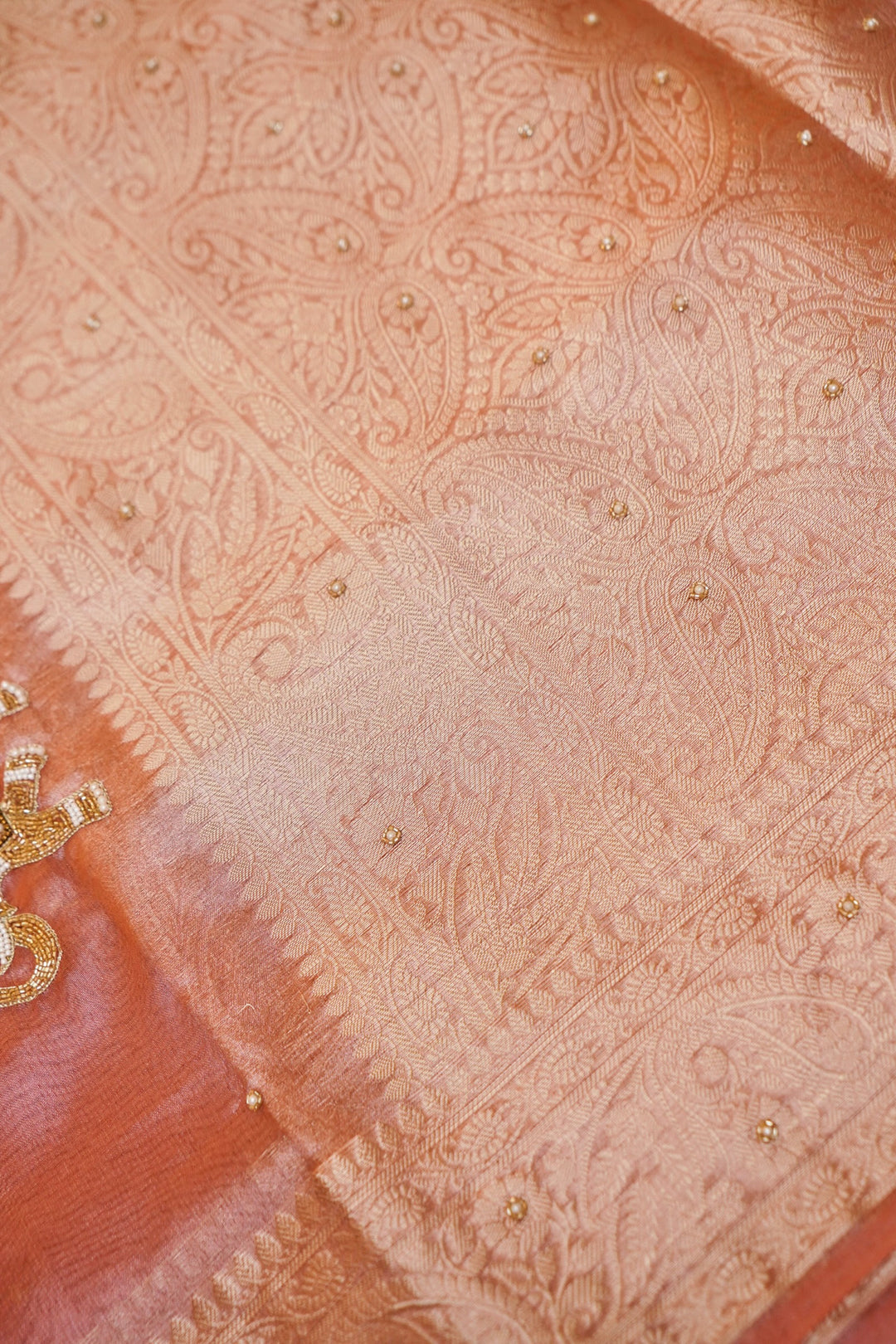 Maharani Tissue Silk Elephant Motif Hand Embroidery Saree