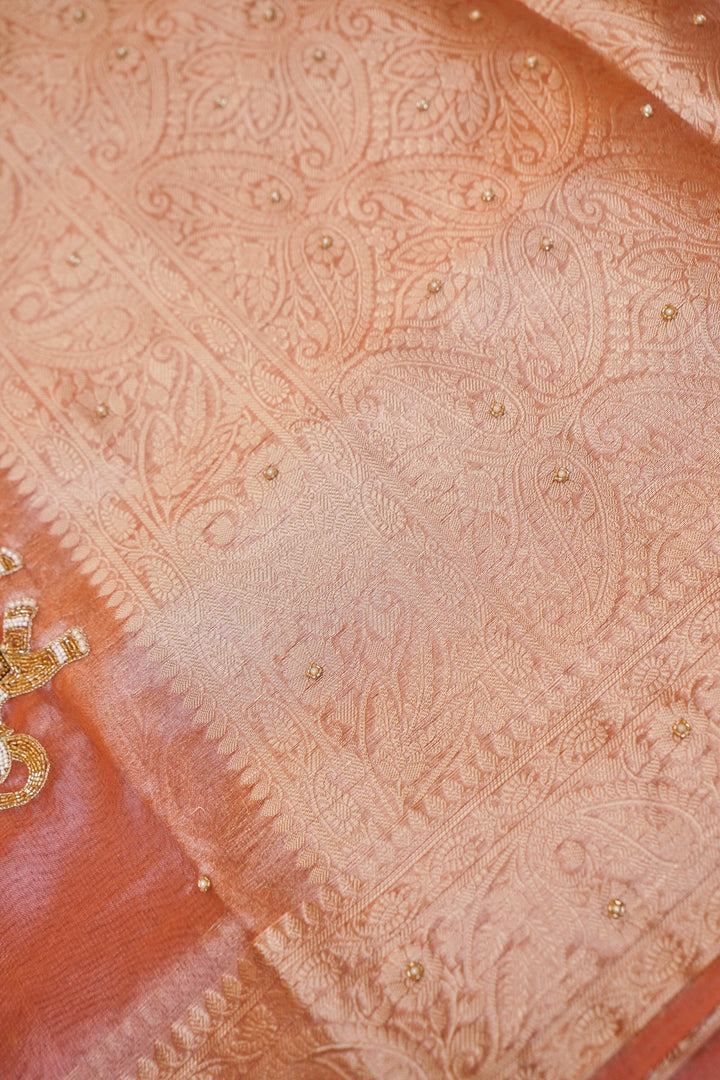 Maharani Tissue Silk Elephant Motif Hand Embroidery Saree