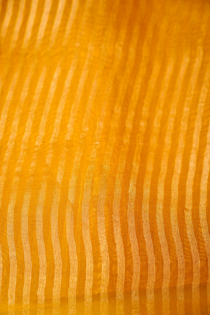Haldi Wear Pure Organza Saree with Banarasi Brocade Appliqué Work View 7