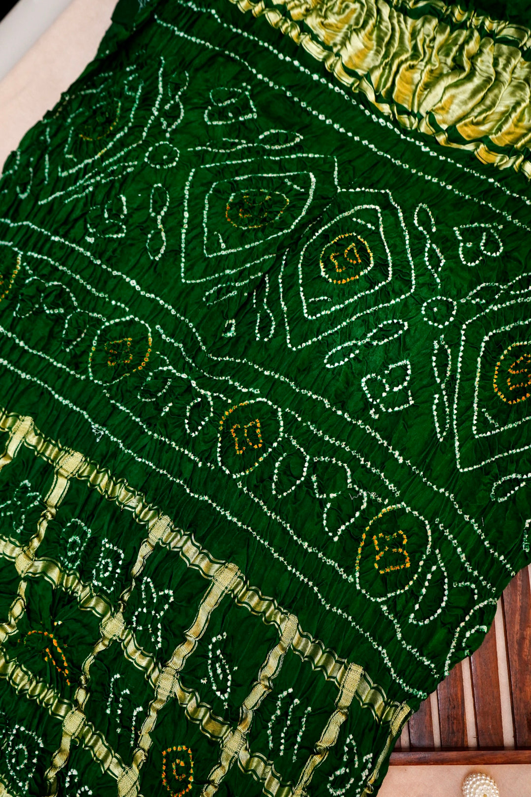 Pure Bottle Green Gajji Silk Gharchola Saree – Regal Gujarati Heritage
