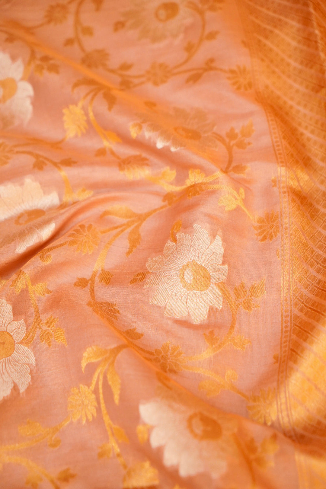 Rose Gold Handloom Pure Banarasi Katan Tissue Silk Sonaroopa Saree