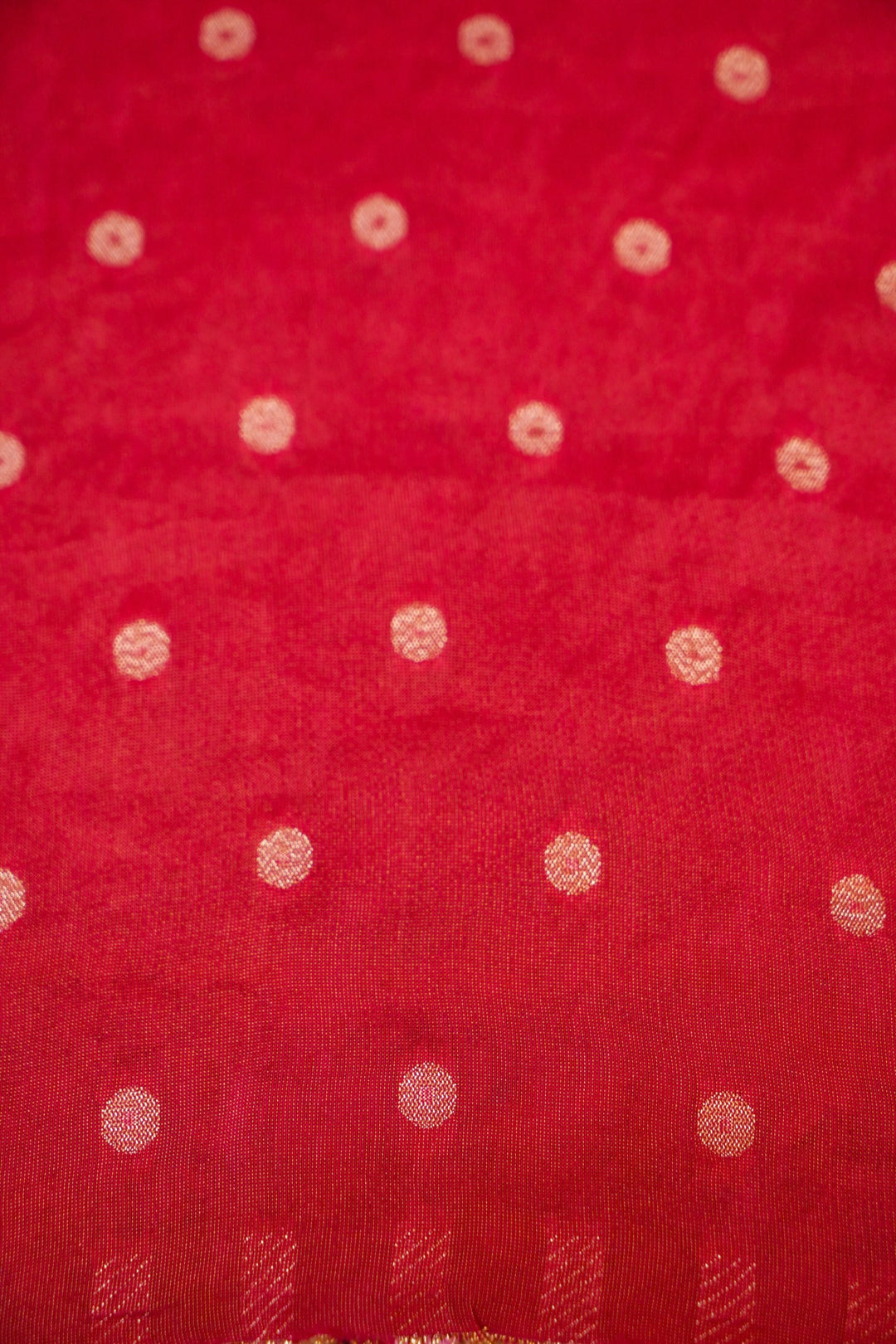Rose Red Crepe Tissue Saree with Pichwai Resham Kadhai