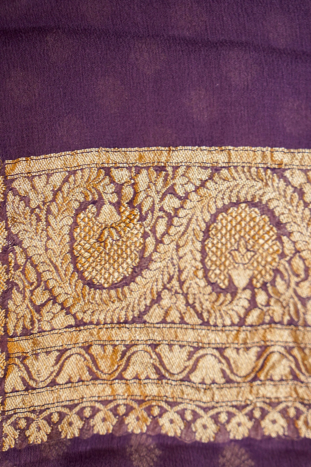 Royal Purple Banarasi Grace Pure Khaddi Georgette Saree View 6