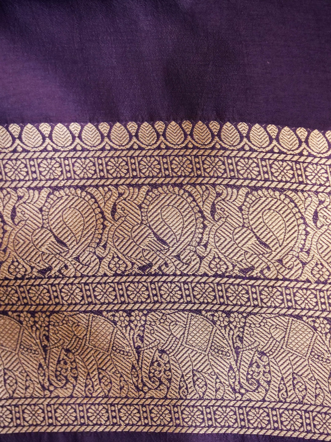 Banarasi Navy Blue Crepe Silk Saree with Zari Weave Bird Motif