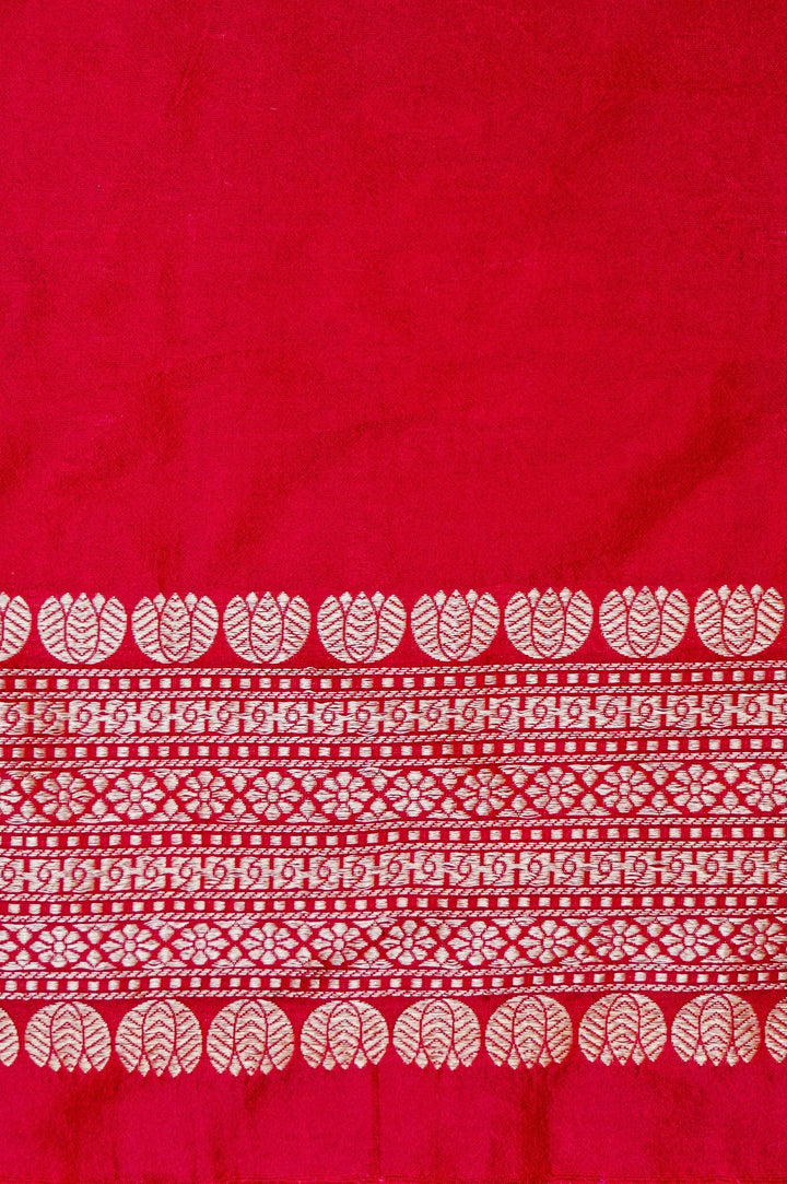 Timeless Red Brocade Meenakari Katan Silk Bridal Saree Handwoven Heritage Elegance