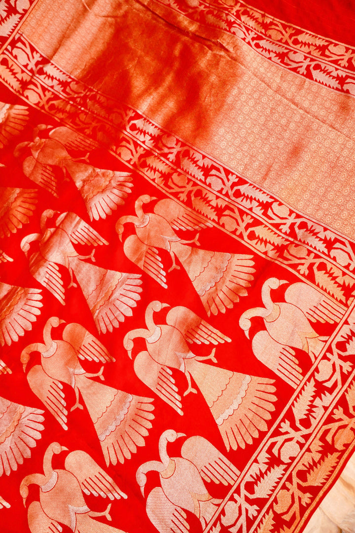 Majestic Red Sonaroopa Muslin Organza Bridal Saree Collection