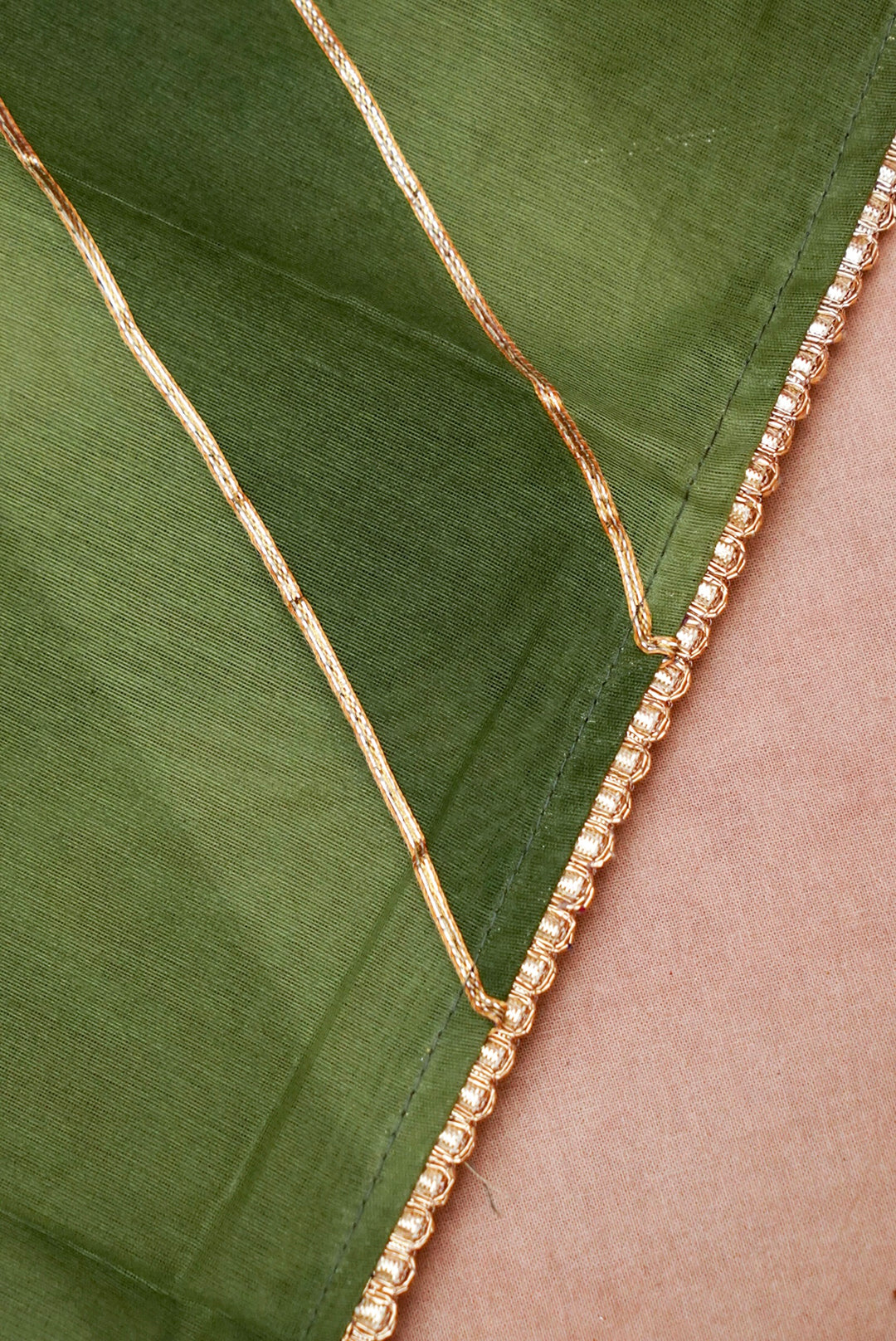 Green Chanderi Silk Suit with Zardozi Embroidery and Gotta Lace Work Dupatta