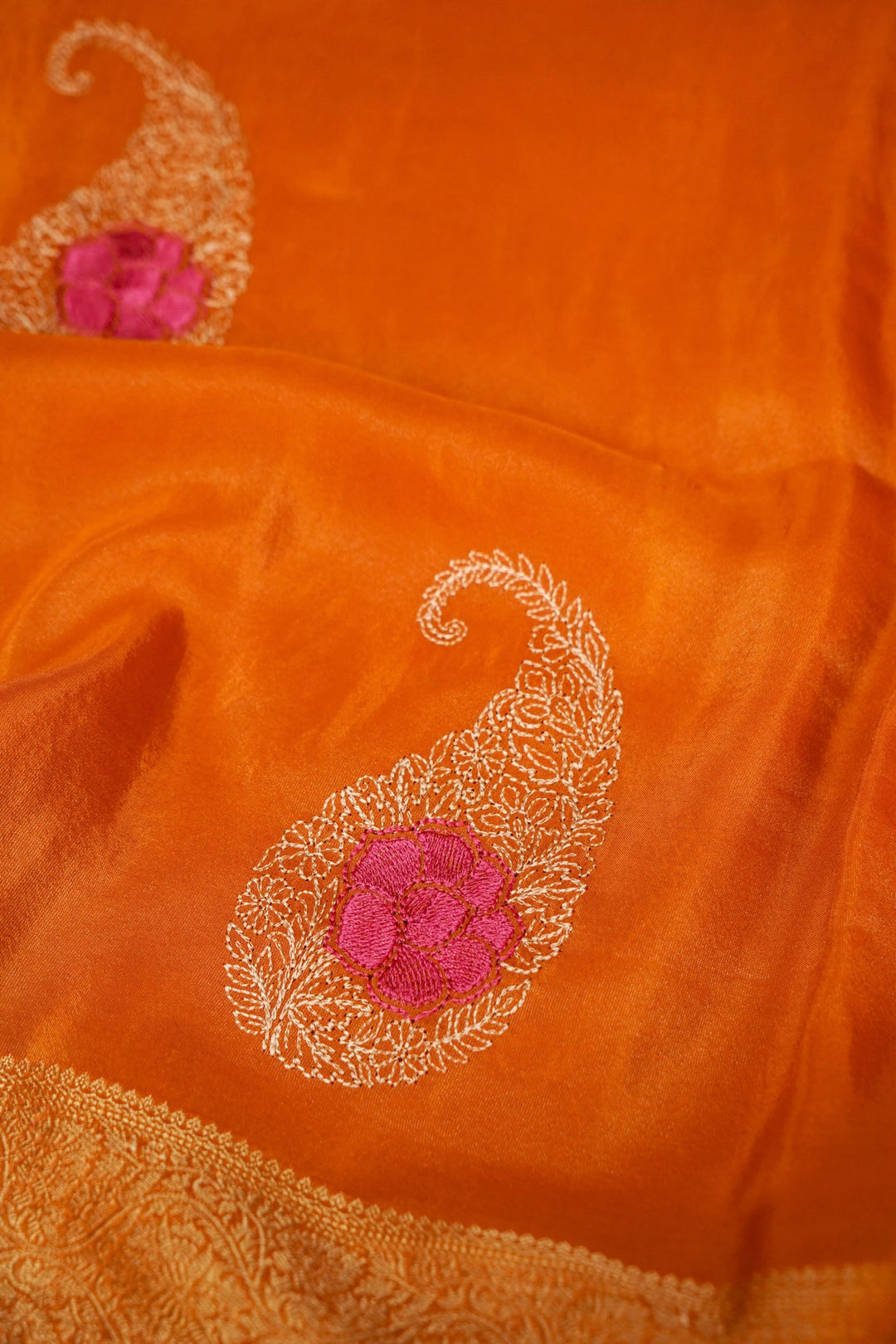 Mustard Yellow Soft Tissue Saree with Resham Embroidery