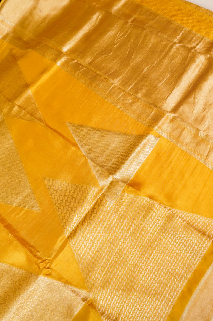 Yellow Contemporary Banarasi Silk Saree with Sona Rupa Zari Weave