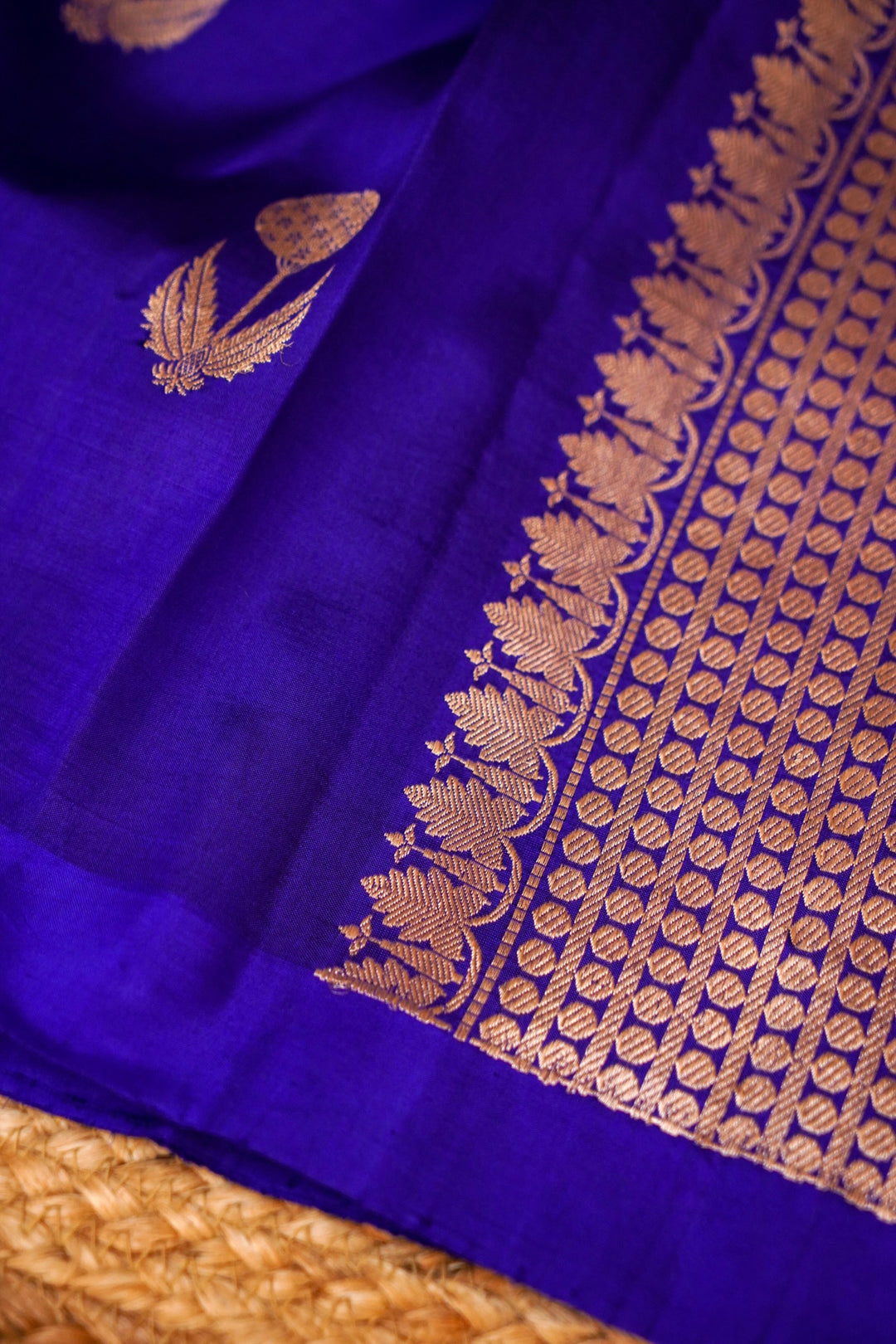 Indigo Blue Pure Katan Silk Handloom Saree with Zari Woven Boota