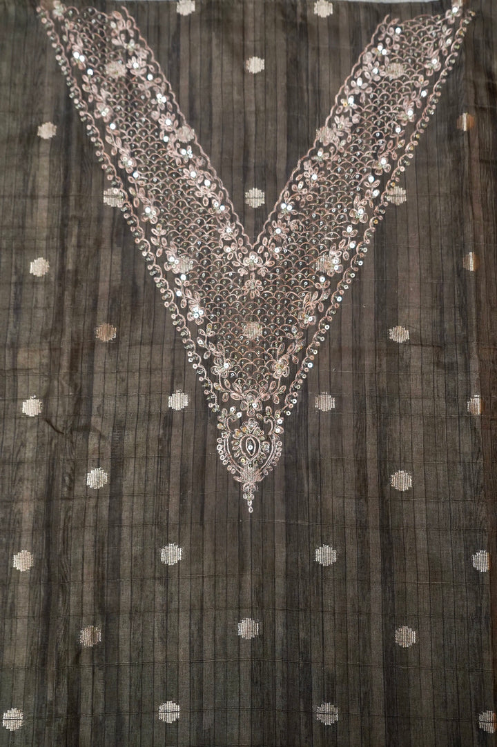 Mehndi Green Chanderi Silk Suit Set with Pitta Zari Embroidery View 5