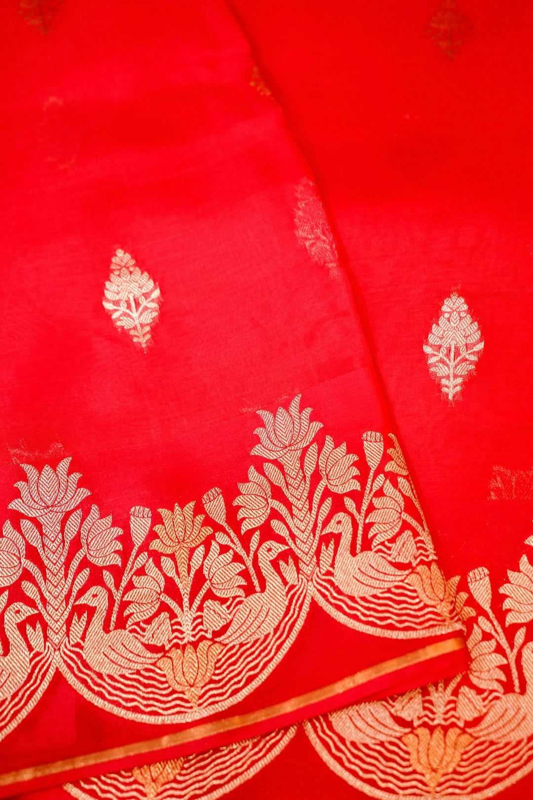 Royal Pink Bridal Sonaroopa Muslin Organza Wedding Wear Saree