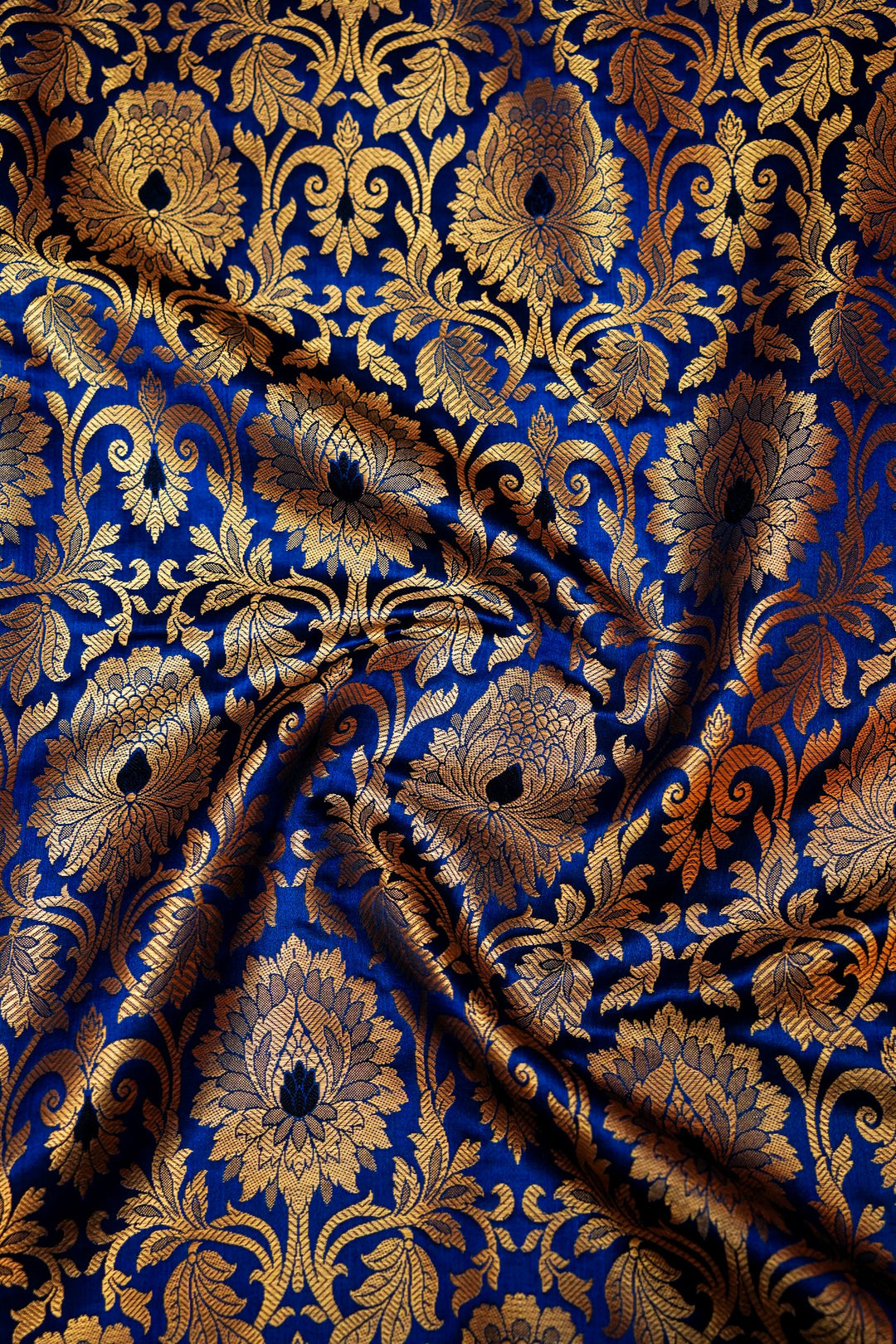 Handwoven Banarasi Blue Katan Silk Brocade Fabric