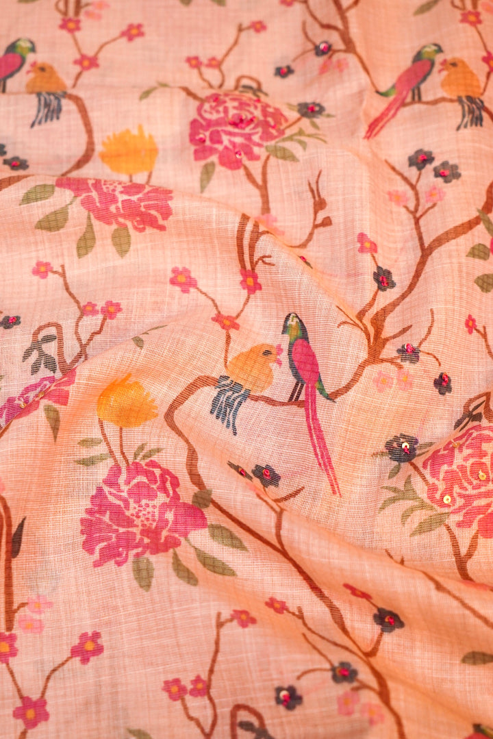 Chanderi Tissue Silk Suit Set with French Knot Embroidery Work