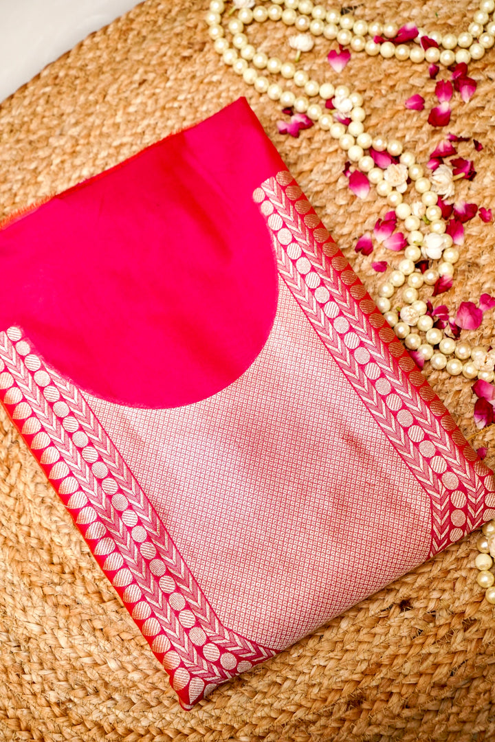Fuchsia Pink Modal Silk Co-Ord Set with Intricate Woven Design