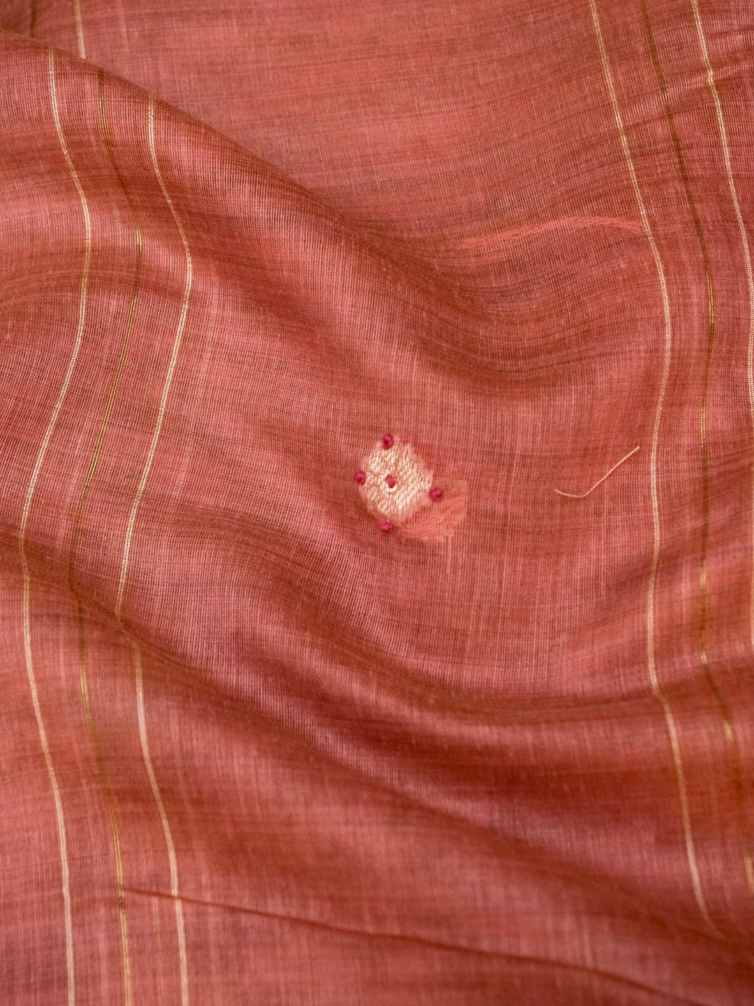 Dusty Rose Banarasi Cotton Jamdani Suit Set with French Knot Thread Embroidery