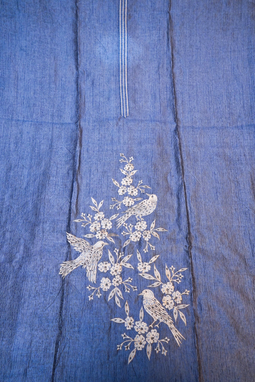Graceful Light Blue Banarasi Crush Tissue Silk Suit Set