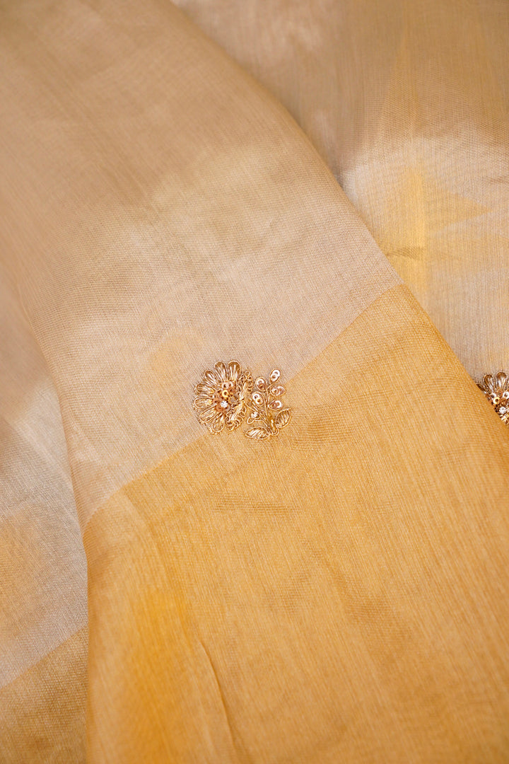 Sunehri Noor – Pure Golden and Silver DesignerTissue Silk Saree