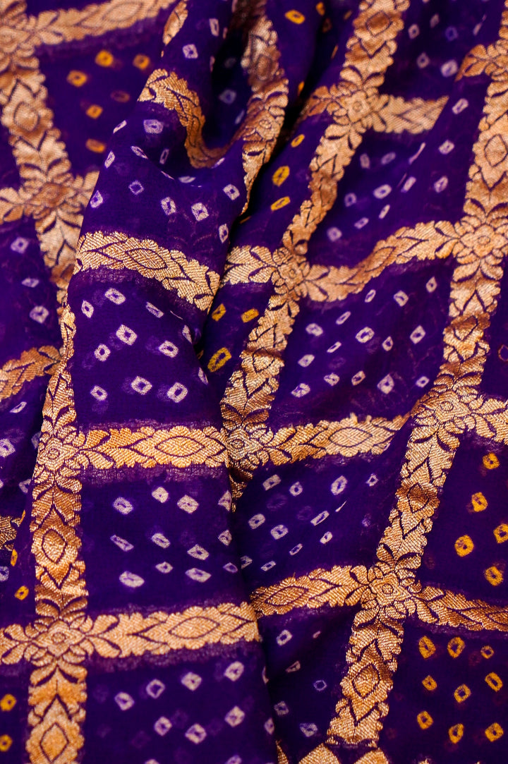 Pure Handloom Raw Silk Suit with Khaddi Bandhani Dupatta in Purple Hue