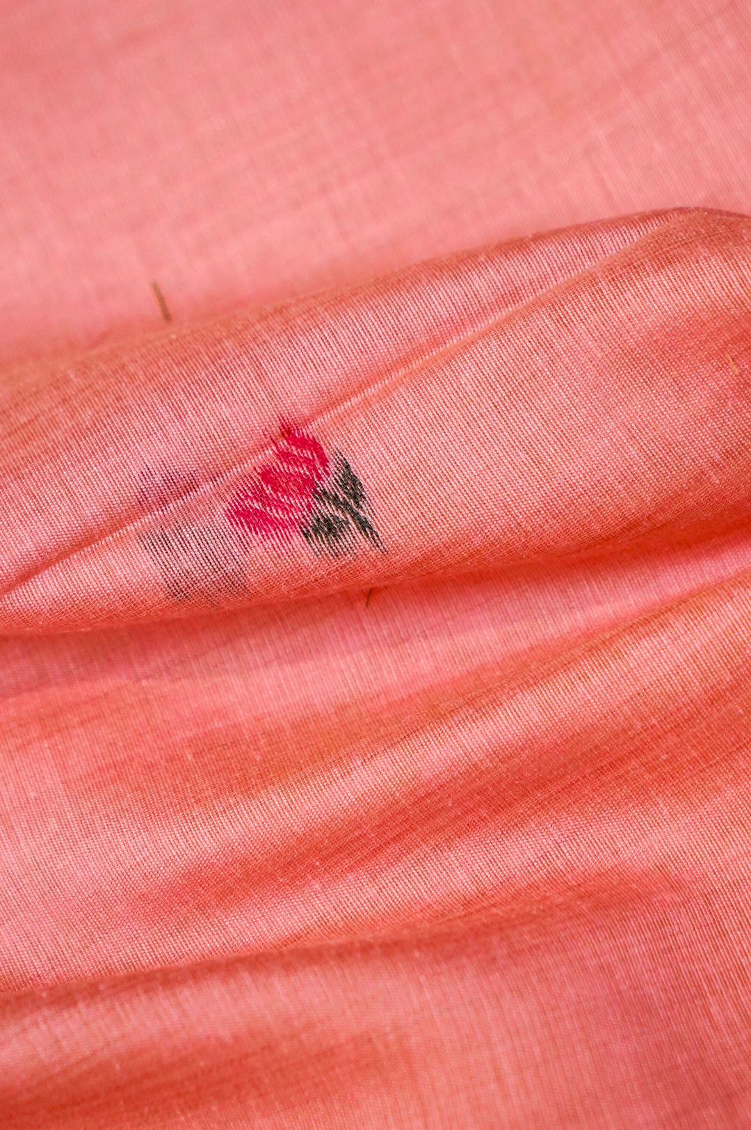 Blush Pink Handwoven Linen Unstitched Suit Set with Floral Woven Dupatta