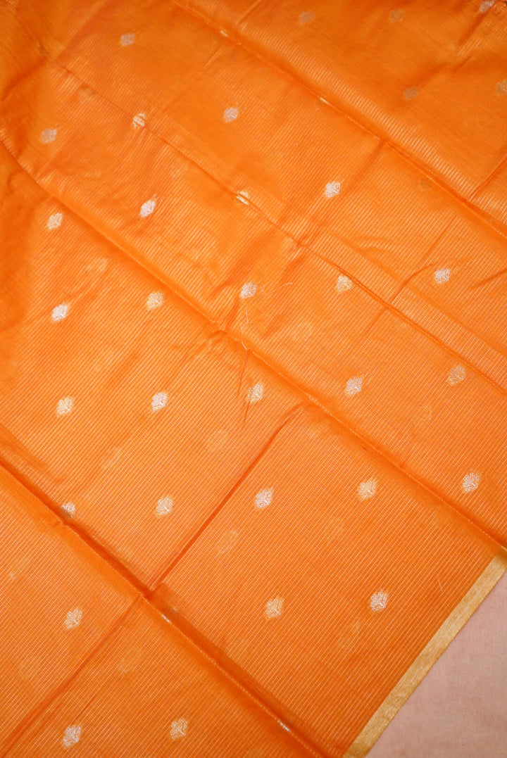 Orange Pure Banarasi Chanderi Silk Haldi Suit with Zardozi Embroidery