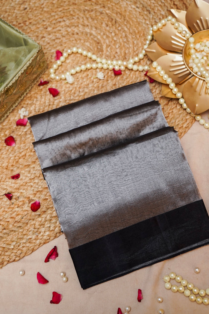 Tissue Grace Black Handloom Banarasi Pure Tissue Silk Saree View 1