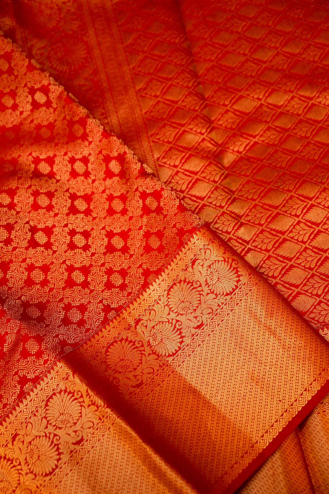 Ruby Red Kanjivaram Silk Saree with Heirloom Zari Brocade Weave View 3