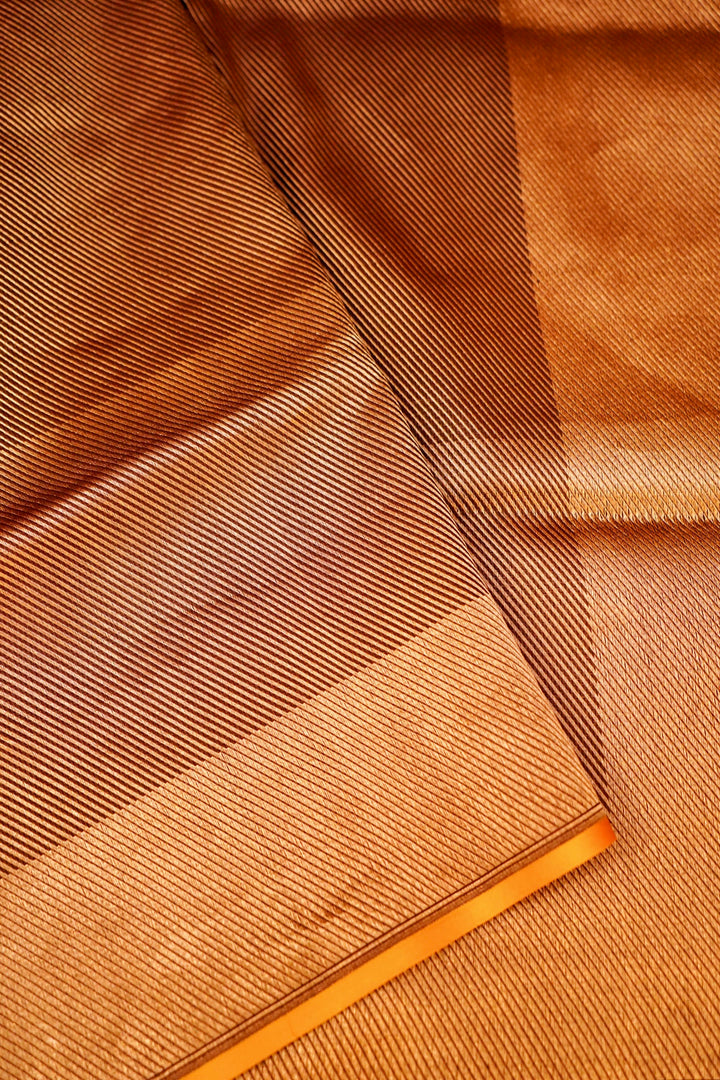 Handwoven Banarasi Brown Pure Katan Satan Silk Cocktail Saree