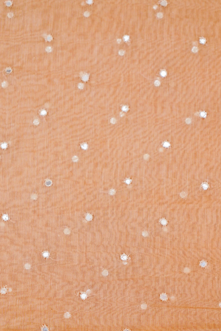 Handwoven Pure Chanderi Silk Fabric Elegant Mirror Work Detailing
