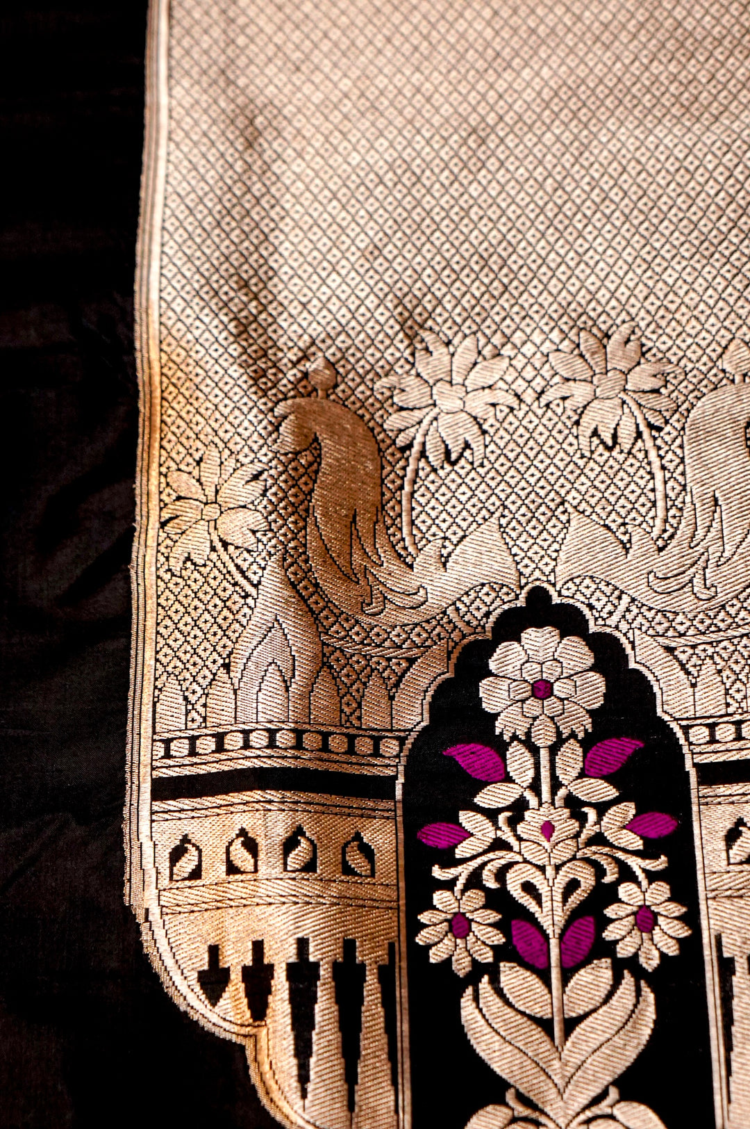 Pure Katan Silk Co-Ord Set Fabric – Royal Peacock &amp; Floral Jaal Weave | Gold Zari &amp; Meenakari Thread Work