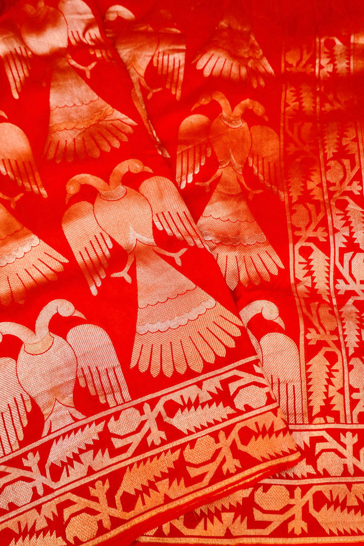 Majestic Red Sonaroopa Muslin Organza Bridal Saree Collection