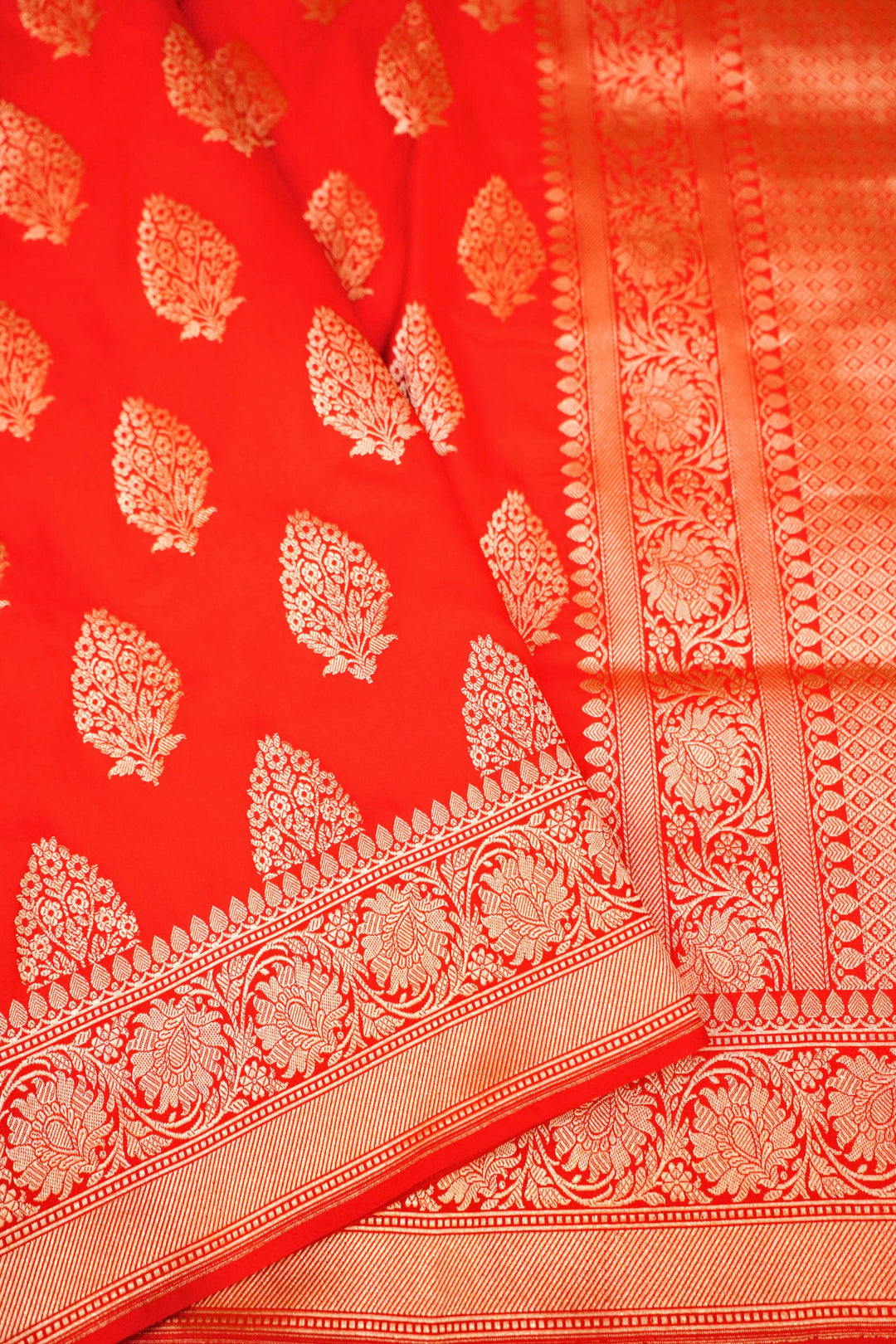 Handwoven Red Bridal Banarasi Pure Katan Satan Silk Saree