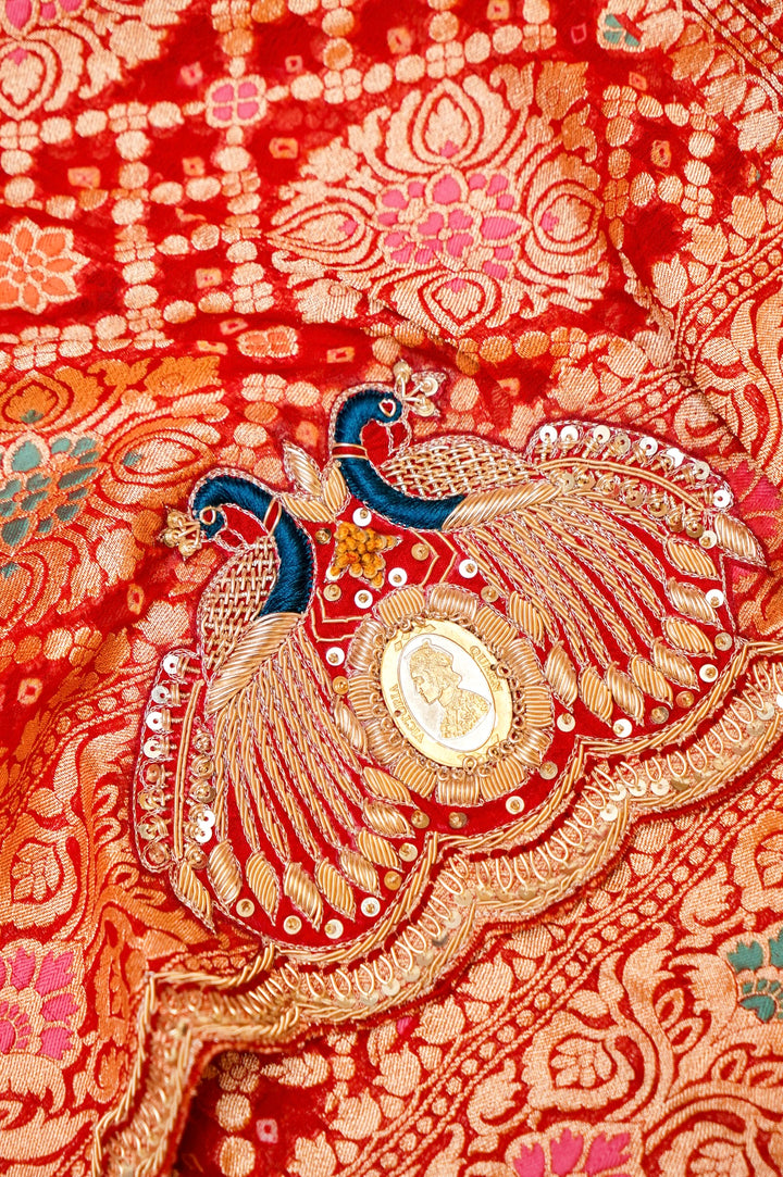 Victoria German Silver Coins Embellishment Handwoven Meenakari Pure Khaddi Bandhani Saree View 9