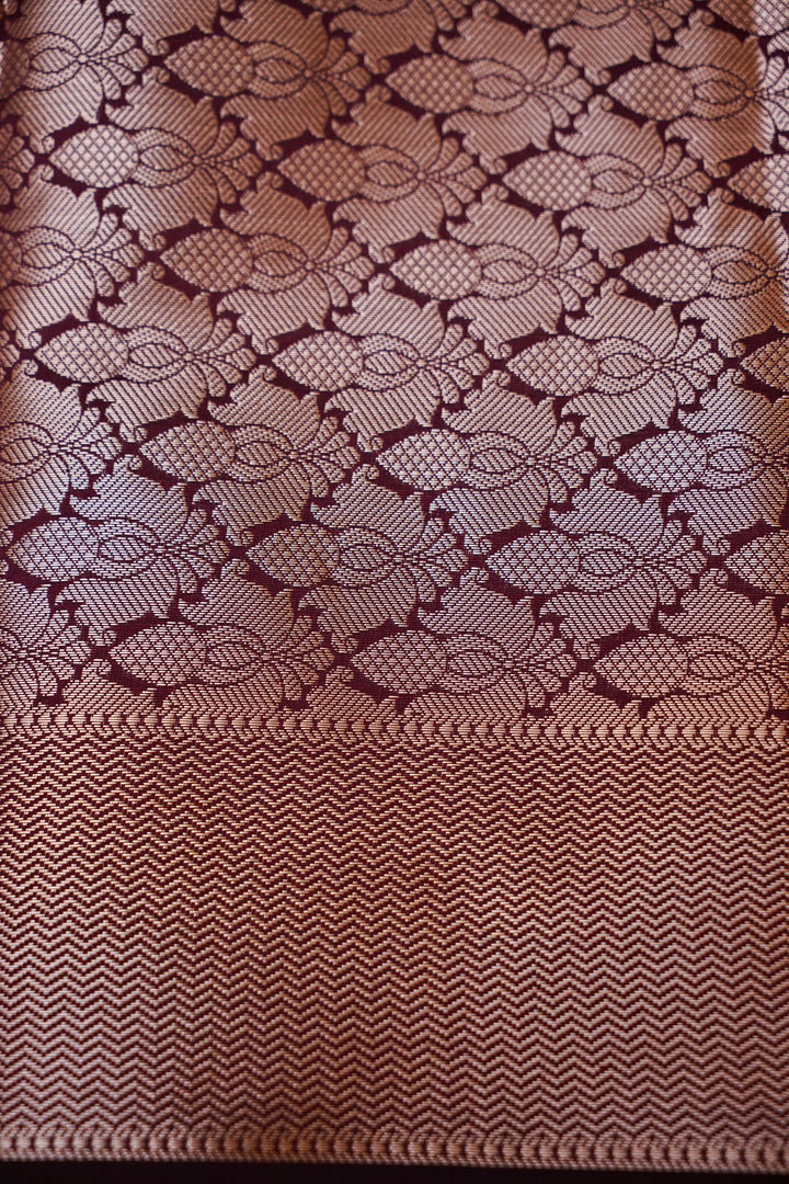 Plum Royale Banarasi Modal Silk Ghat Design Saree View 6