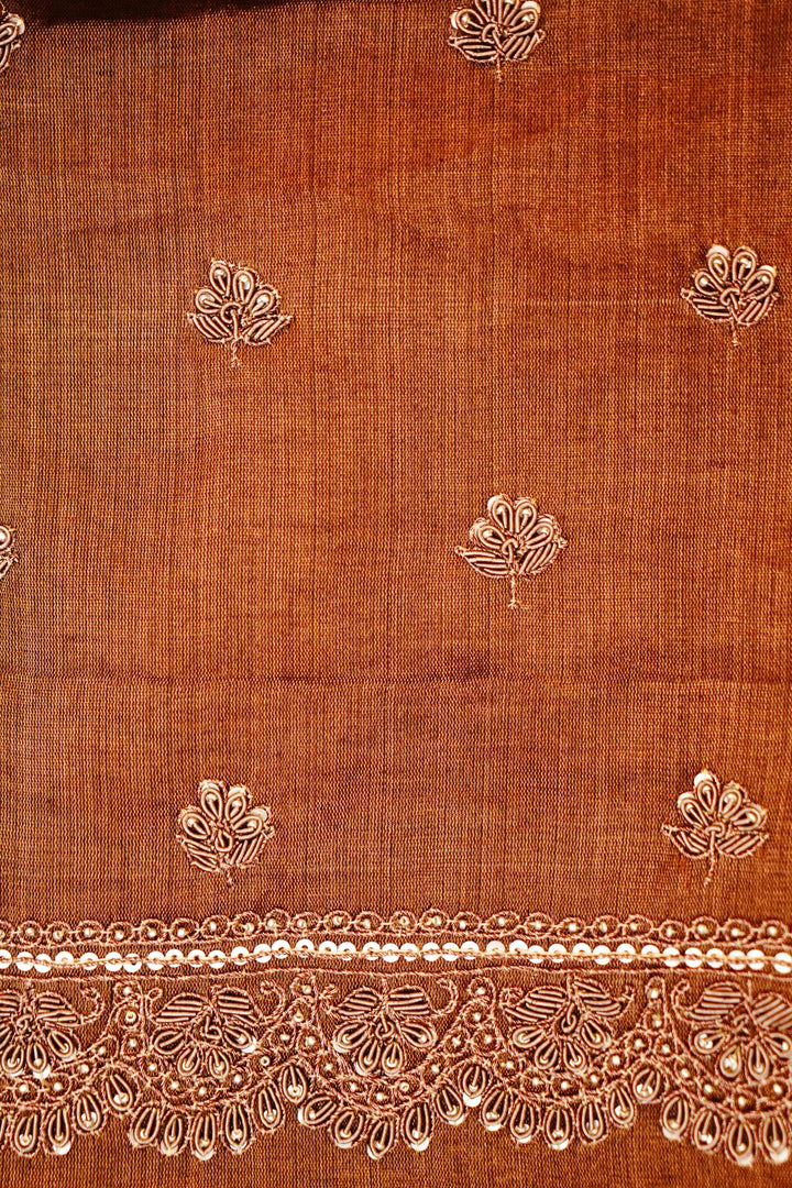 Regal Golden & Silver Pure Handloom Katan Tissue Saree with Zardozi Embroidery